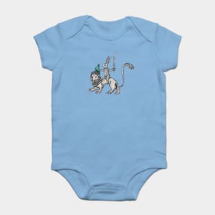 Sword-wielding Medieval Rabbit Riding a Lion Baby Bodysuit